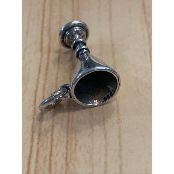 .925 Vintage Chalice Wine Goblet Sterling Silver Jewelry Charm - Picture 3 of 5